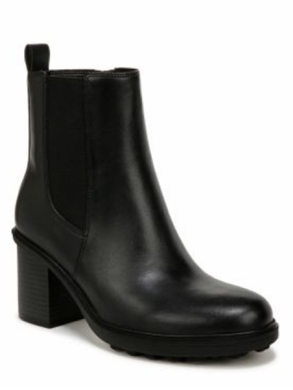 Vionic Womens Truckee Ankle Booties
 Black Leather Block Heel Chelsea Boot
